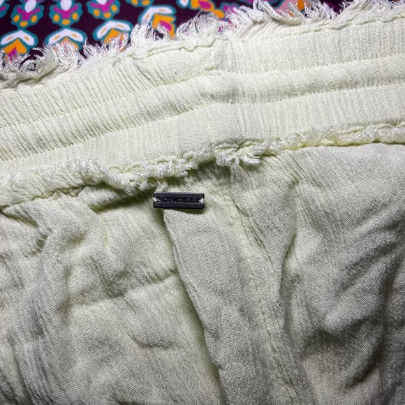 ONeill Womens Lime Green Crinkle Gauze Wide Leg Beach Pants Large Fringe Trim LG - Picture 4 of 5